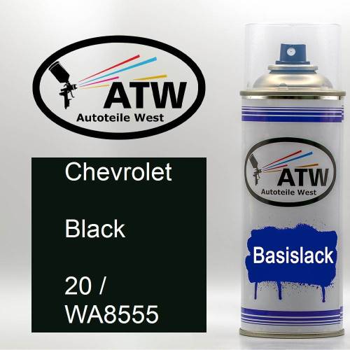 Chevrolet, Black, 20 / WA8555: 400ml Sprühdose, von ATW Autoteile West.